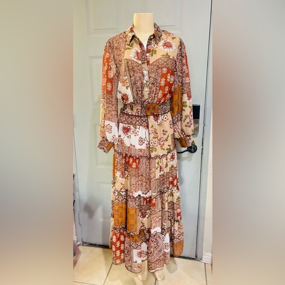 Kate and Lily maxi brown colors size 8 dress like new - Picture 1 of 7